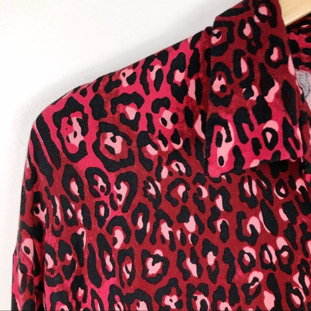 Zara Animal Print Cropped Button Down - Picture 3 of 4